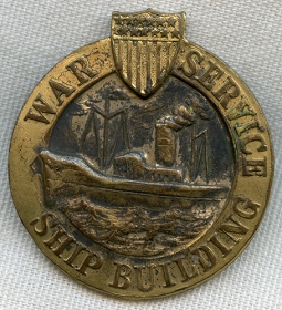 Unique Gold & Silver Plated WWI War Service Ship Building Home Front War Worker Badge