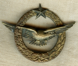 Extremely Rare WWI Greek Pilot Badge in Gilt & Silvered Brass