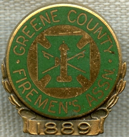 Beautiful Old 1950's Greene County, New York Firemen's Association Lapel Pin