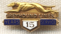 Beautiful 10K Gold 1950's Greyhound Bus Lines 15 Year Service Pin