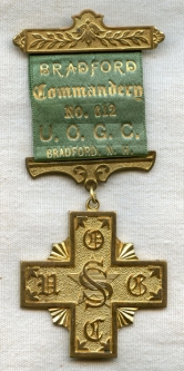 Great Old "United Order of the Golden Cross" Fraternal Society Badge from Bradford, NH
