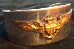 Stainless Steel WWII US Navy Pilot Bracelet with Sterling Silver Wing