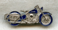 Early 1950s Harley Davidson Figural Motorcycle Pin in Blue