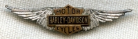 Scarce 1920s Harley-Davidson Motorcycles Lapel Wing in Enameled & Silver-Plated Brass