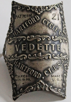 Nice, Ca. 1900 Harford Cycle Co. Vedette Head Badge for a Pattern 21 Bicycle