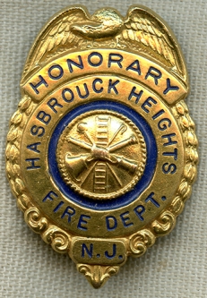 1940's - 50's Hasbrouck Height, NJ Fire Dept Honorary Member Badge