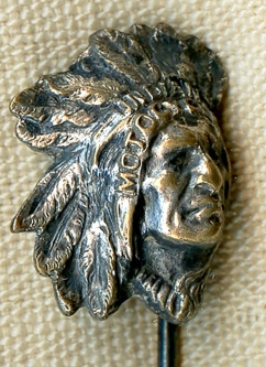Rare Early 1920's Indian Motocycle CHIEF Advertising Stick Pin in Silver Plated Brass by Robbins