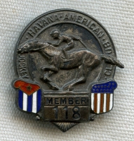 Gorgeous Sterling 1910s-1920s Havana-American Jockey Club Member Badge by Dieges & Clust