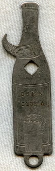 Cool ca 1912 Haverhill MA Advertising Bottle Opener for Wood - Dunnells Co Drink Gloria