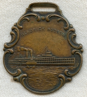 Great 1910's Hudson Bay Lines Steamer Hendrick Hudson Bronze Watch Fob, Exquisite Details!