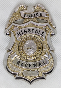 Rare Ca 1958 Hinsdale NH Raceway Police Badge Horse Racing Track opened in Western NH in 1958