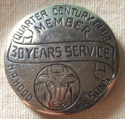 1930s H.P. Hood & Co. 30 Years of Service Hat Badge for Milk Delivery Man