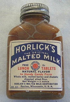 1920s-1930s Horlick's Malted Milk Lunch Tablets Bottle