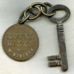Great Ca. 1900 Hotel Nizza, Wiesbaden Room Key & Fob for Room 24