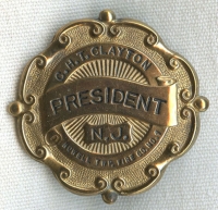 1920s Badge for 1st President of Howell Township, New Jersey Fire Co. No. 1 Adelphia Fire Co