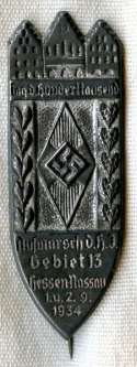 1934 Hitler Youth (Jugend) Tinnie for Day of the 100,000 at Hessen-Nassau