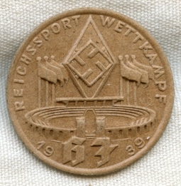 1939 Hitler Youth (Jugend) German Sports Competition Tinnie in Pressed Cardboard