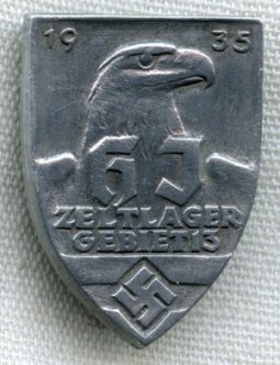 Scarce 1935 Hitler Youth (Jugend) Tinnie for Camp Area (Zeltlager Gebiet) 13