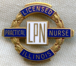 1940s State of Illinois Numbered LPN (Licensed Practical Nurse) Pin