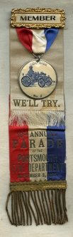 Wonderful 1896 Col. Sise Steam Fire Engine No. 2 Portsmouth Fire Department Parade Ribbon