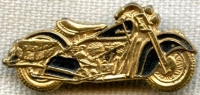 Nice, Late 1930's Indian Motocycles Lapel Pin. Die-Struck Gilt Brass and Black Paint