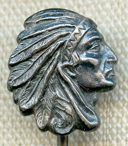 Cool 1910's Native American Chief Stick Pin in Sterling Silver