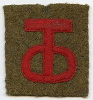 Nice WWI US Army 90th Infantry Division Shoulder Patch w/ Felt on Felt Construction