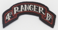WWII Issue US Army 4th Ranger Battalion Shoulder Scroll with Period Label