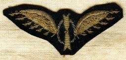 Ext Rare WWI Italian M1915 Aircraft Observer Badge in Bullion on Black Wool