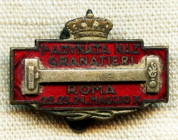 Beautiful 1932 Italian Fascist Lapel Badge For the 1st Gathering of the Naz(Tyrol) Grenadies in Rome