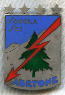 Beautiful, Large 1930s Deco Badge for Ski School (Sci Scuola) at Abetone, Italy