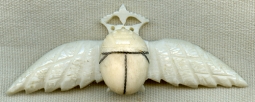 Great Early WWII North Africa RAF Sweetheart Wing w/ Scarab made in Ivory and Silver Wire