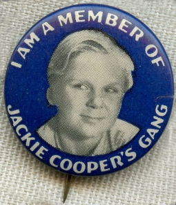 Vintage, Early 1930's Jackie Cooper MGM Studios Promotional Celluloid Pin