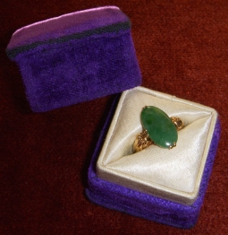 Stunning Ca. 1900 14K Gold & Jadeite Jade Cocktail Ring with Maker Mark