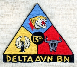 Great Early Ca 1964 Hand-Embroidered US Army 13th Aviation Battalion (Flying Dragons) Pocket Patch