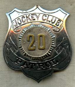 Rare 1890s Pinkerton Manned Jockey Club Patrol Badge as used at New York Horse Racing Tracks