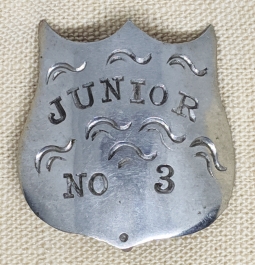 Wonderful 1870s "Thumbnail" Type Badge for the Junior Fire Co. 3 Hagerstown MD