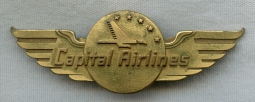 Circa 1950 Capital Airlines Cap Badge Originally Owned by Kermit R. Steinbeck