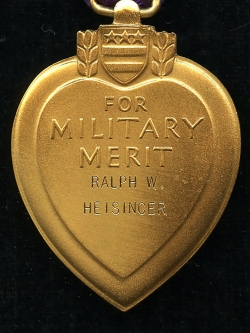 Cased WWII US Army KIA Purple Heart of Lt Ralph W. Heisinger 362nd Inf Regt 91st Div