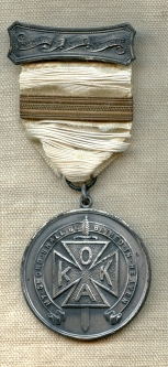 Rare Ca 1900 Knights of King Arthur Fraternal Society Medal