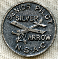 Ca. 1930 Kingsbury Toys National Silver Arrow Club Senior Pilot Pin on Original Card