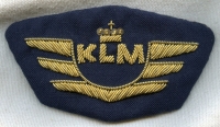 Circa 1970s KLM (Royal Dutch Airlines) Pilot Hat Badge in Bullion