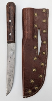 Beautiful Old West Belt Buckle Knife in Brass Studded Sheath