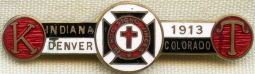 Nice 1913 Knight's Templar 32nd Triennial Conclave in Denver, CO Attendee Badge from Indiana