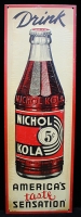 Great Vintage 1940's - 50's Nichol Kola Embossed & Lithographed Tin Advertising Sign