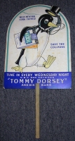 Great 1930s Kool Cigarettes Advertising Fan with Penguin Promoting Tommy Dorsey Radio Show