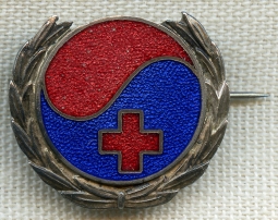 Korean War Swedish Red Cross Service Pin #'d on Back