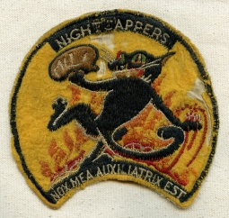 Scarce Korean War USN VC-4 Night Cappers Jacket Patch in Heavily Worn Condition