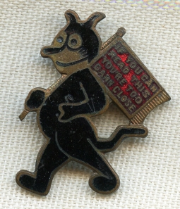 Great 1920's - 30's Krazy Kat Lapel Pin: "If You Can Read This You're Too Darn Close"