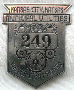 Beautiful Late 1930s Kansas City, Kansas Municipal Utilities Employee Badge